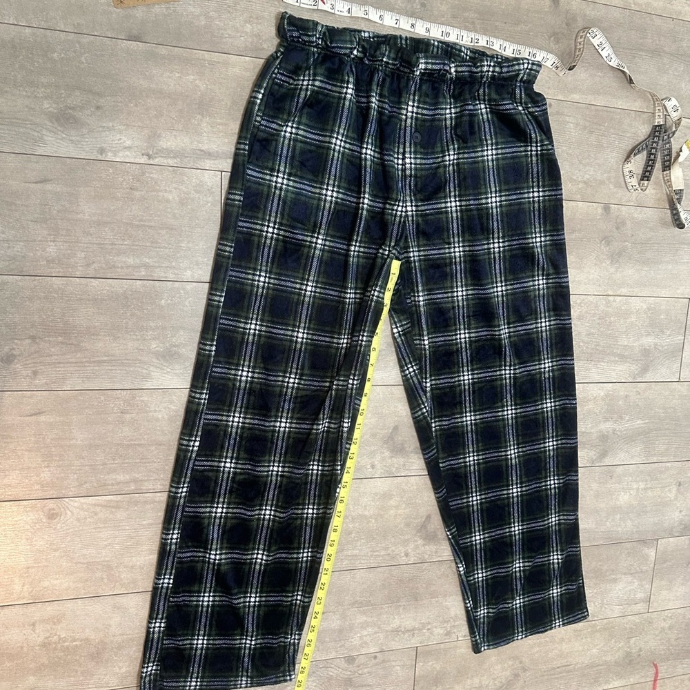Preswick & Moore Premium Men’s Plaid Pajamas Silky Fleece XL Navy Green - Picture 5 of 16